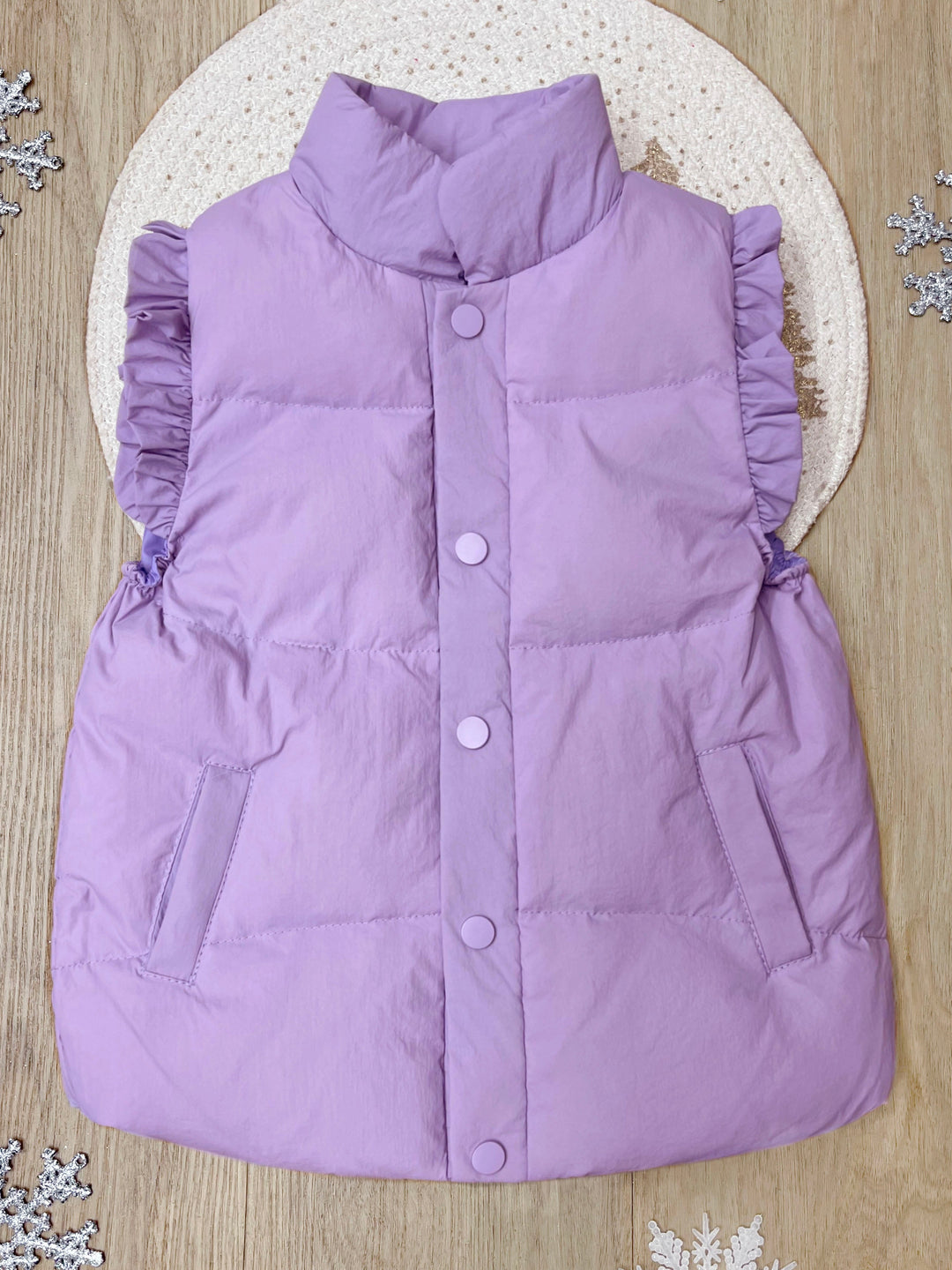 Lilac Lift Ruffle Puffer Vest