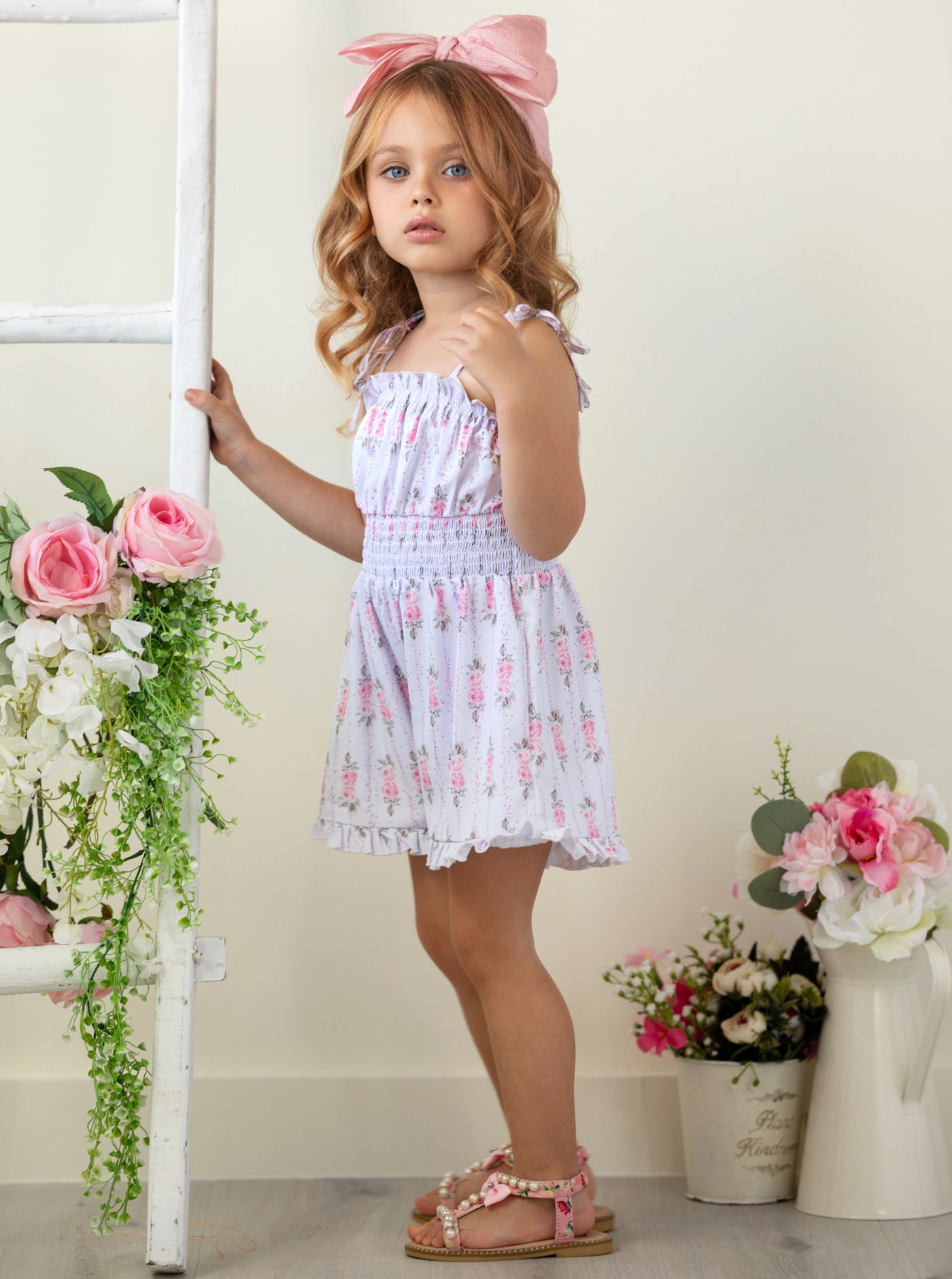 Mia Belle Girls Floral Romper | Girls Spring Outfits