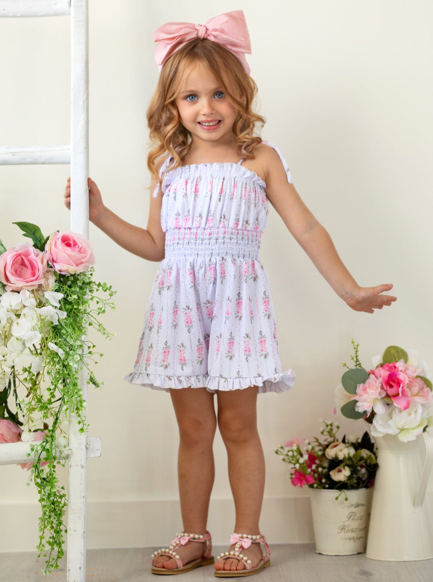 Mia Belle Girls Floral Romper | Girls Spring Outfits