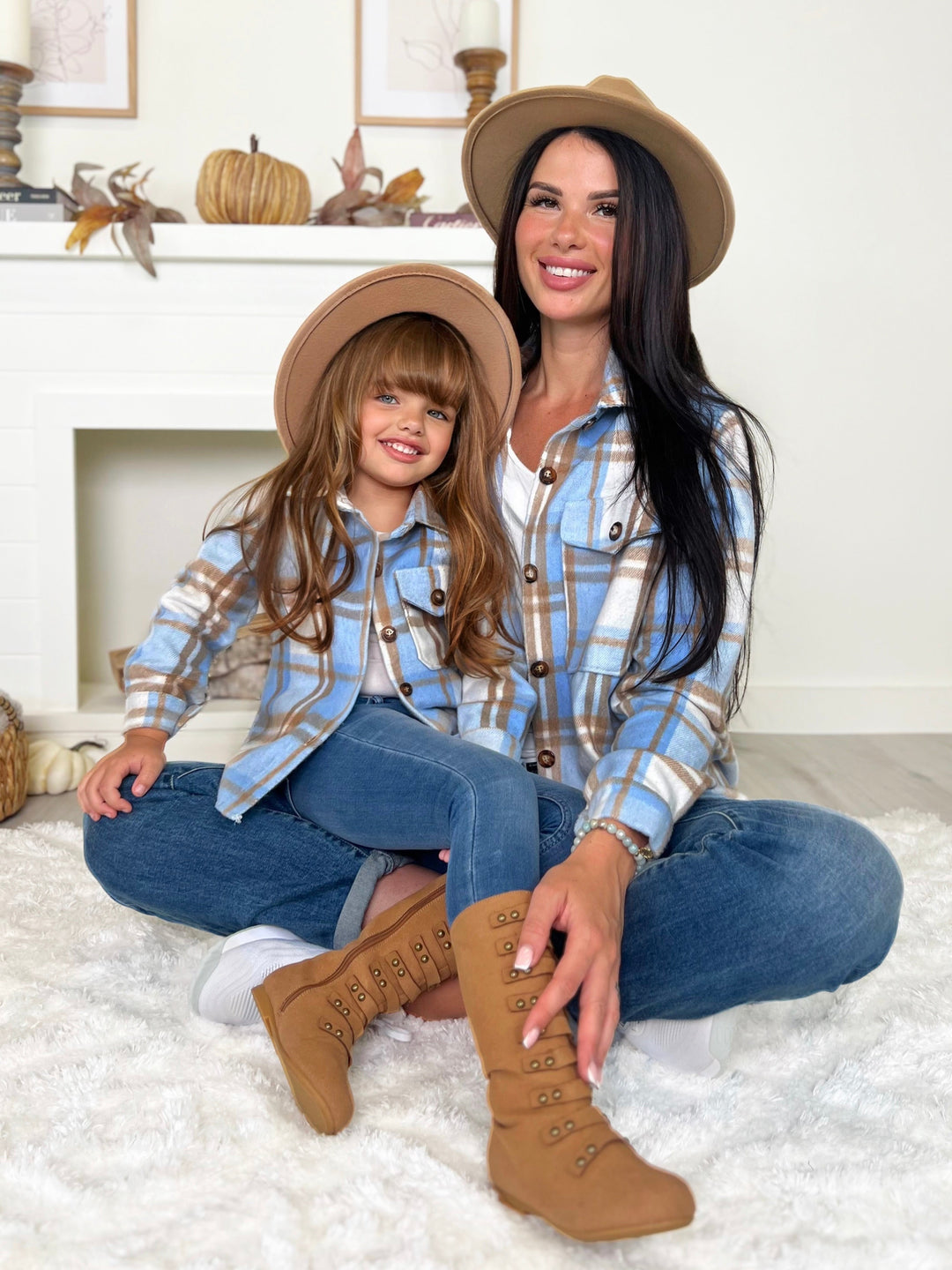 Mommy and Me Light Blue Plaid Shacket