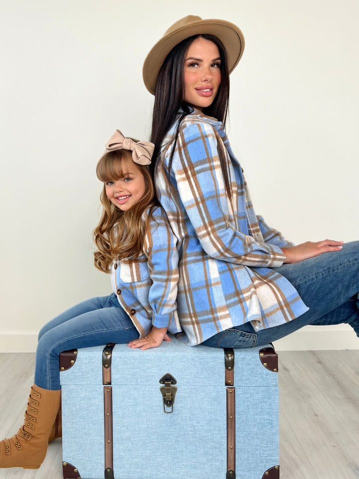 Mommy and Me Light Blue Plaid Shacket