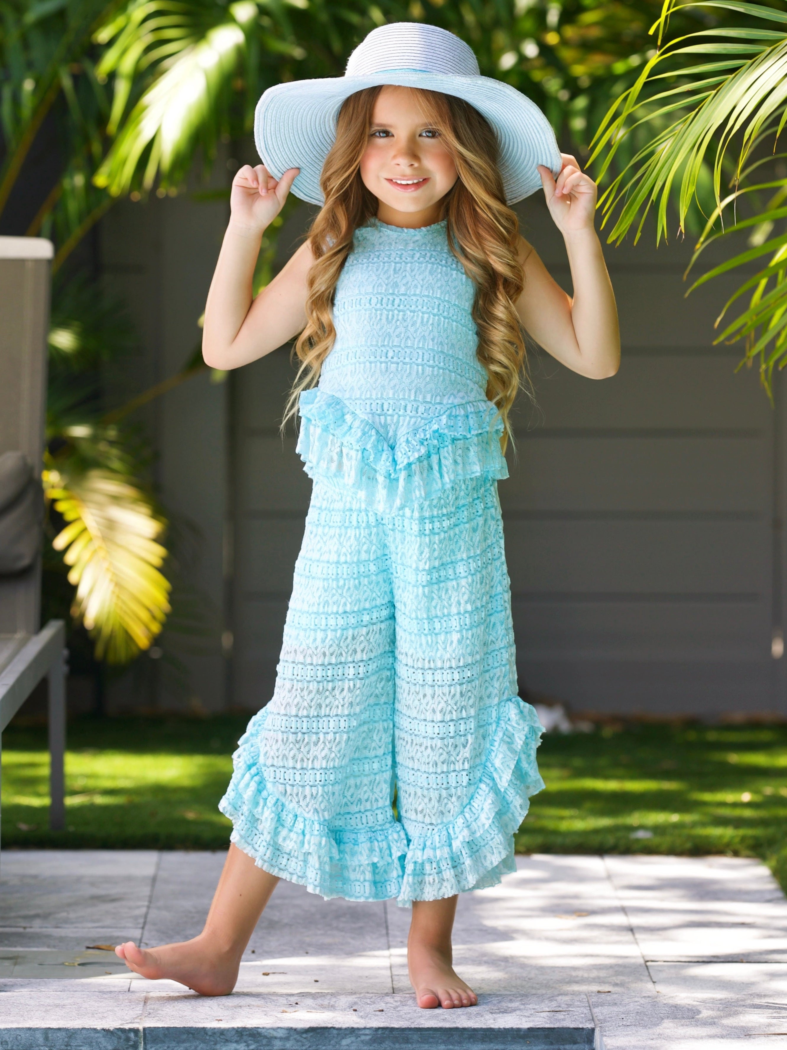 Sway My Way Lace Top and Ruffle Palazzo Pants Set – Mia Belle Girls
