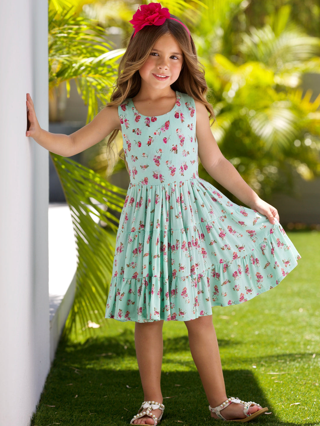Boho Mint Floral Tiered Dress Boho Mint Floral Tiered Dress
