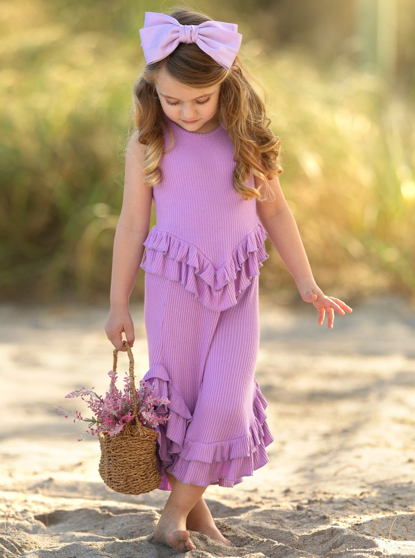 Mia Belle Girls Lilac Ruffle Pants Set | Girls Spring Outfits