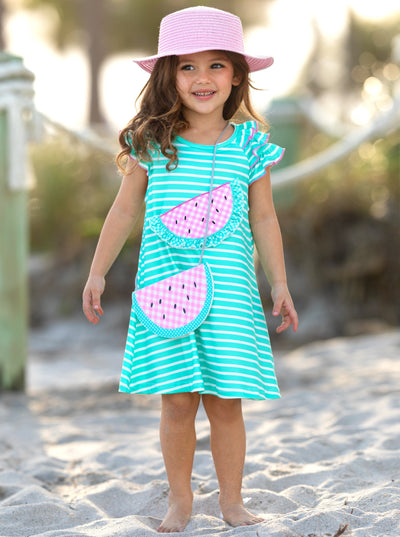 Mia Belle Girls Watermelon Dress And Purse | Girls Spring Outfits