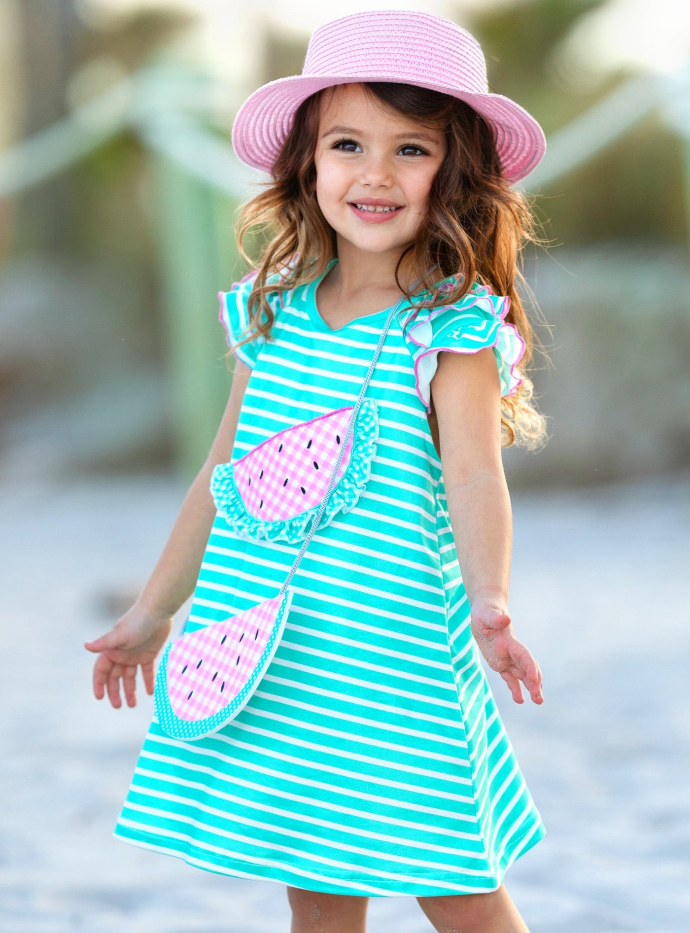 Mia Belle Girls Watermelon Dress And Purse | Girls Spring Outfits