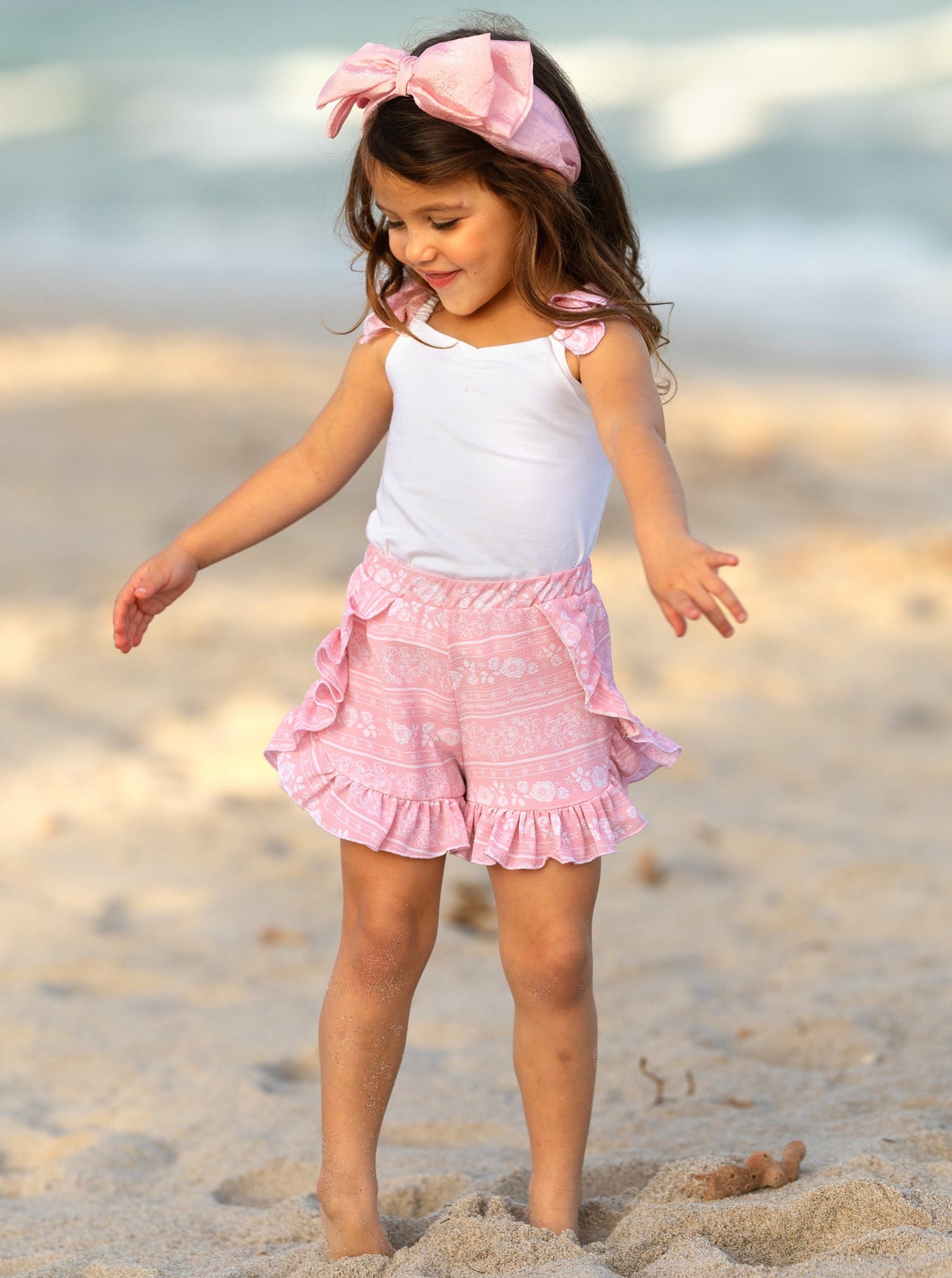 Mia Belle Girls Top and Ruffle Short Set | Girls Spring Outfits