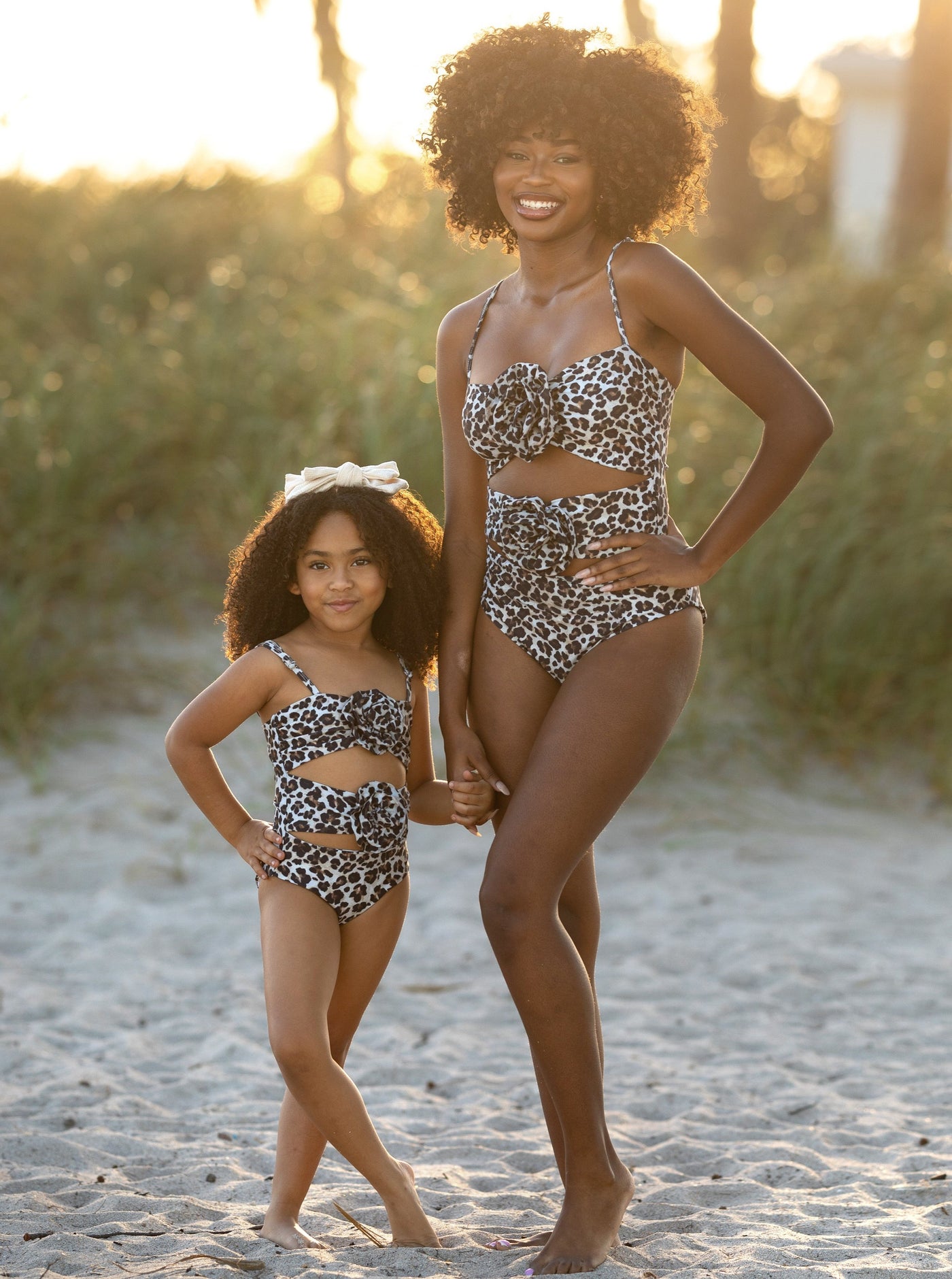 Mia Belle Gilrs Leopard Cutout One Piece Swimsuit | Mommy and Me
