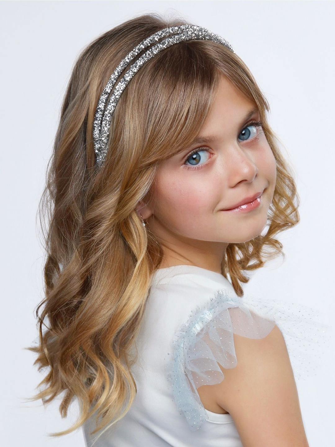 Girls double band crystal headband with rhinestone embellishments