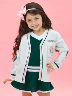 SmileyWorld Preppy Cool Embroidered Varsity Cardigan