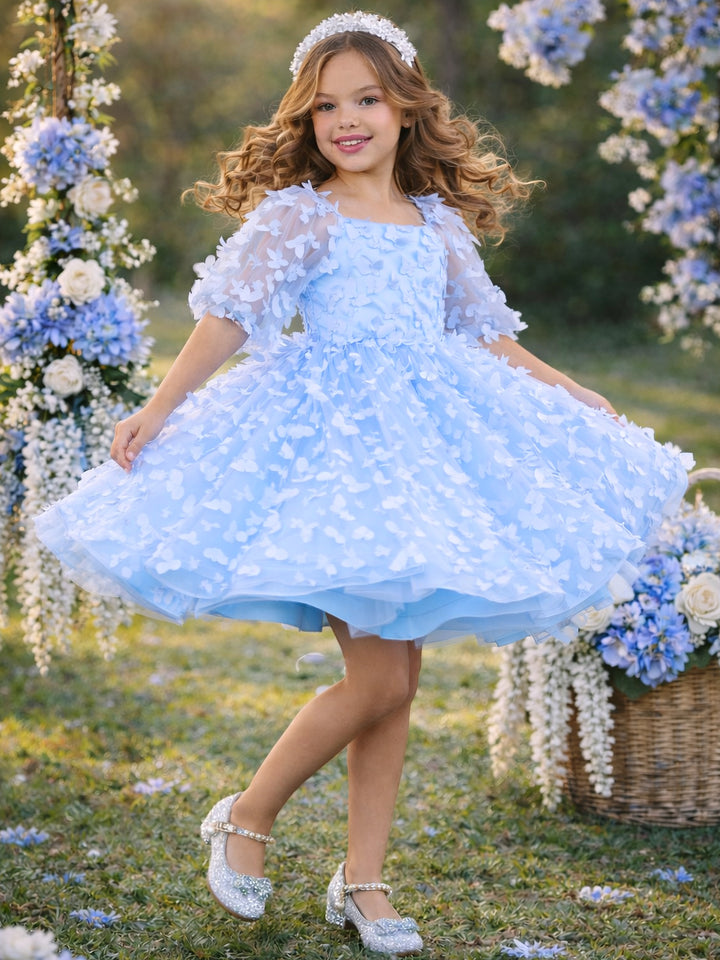 Light blue formal dress for girls wedding and recital