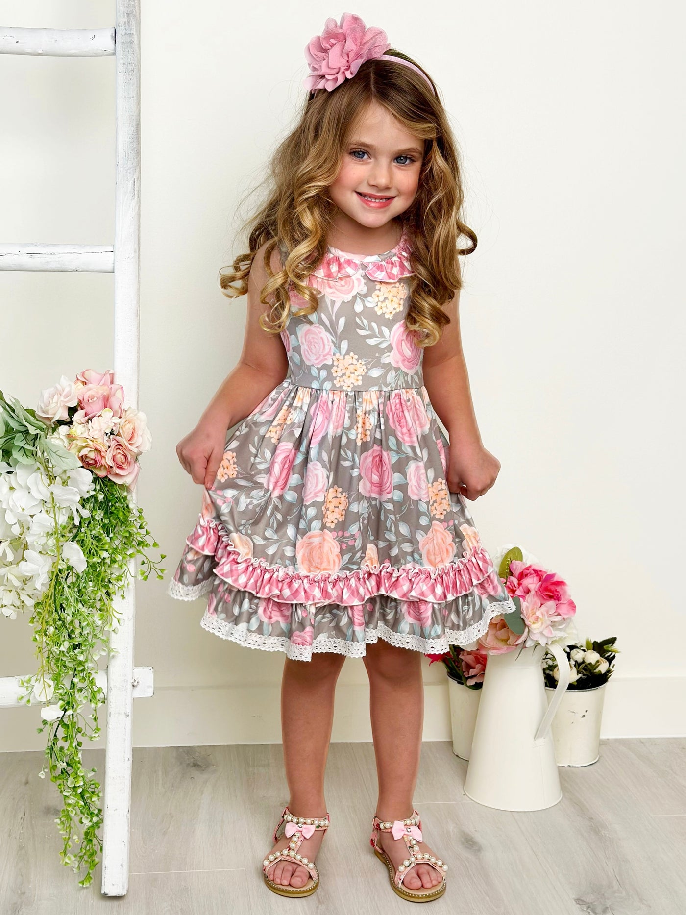 Mia Belle Girls | Floral Ruffle Dress | Girls Spring Dresses