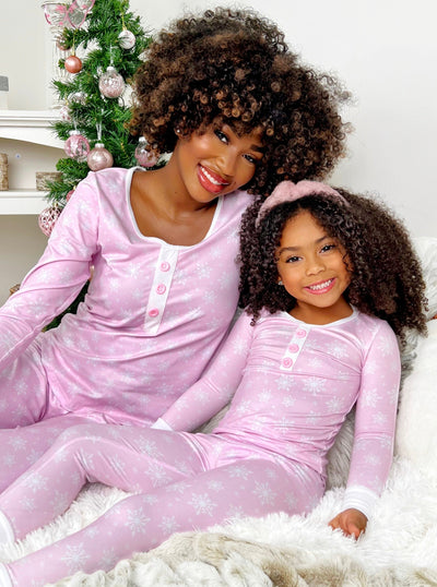 Mia Belle Girls Snowflake Winter Pajamas | Mommy and Me Pajamas