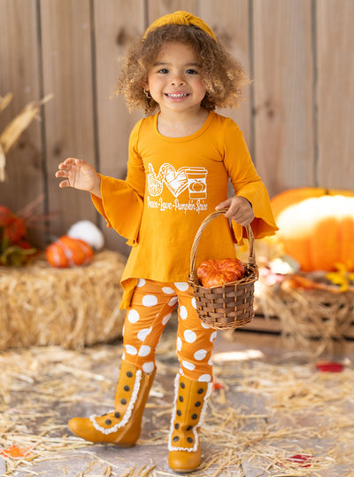 Toddler Fall Outfits | Pumpkin Spice Tunic & Polka Dot Legging Set