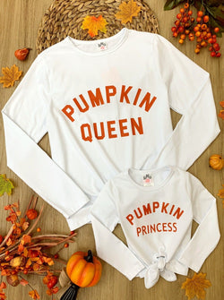 Mommy and Me Pumpkin Queen and Princess Tops