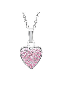 Sterling Silver Pink Sparkle Heart Pendant Necklace