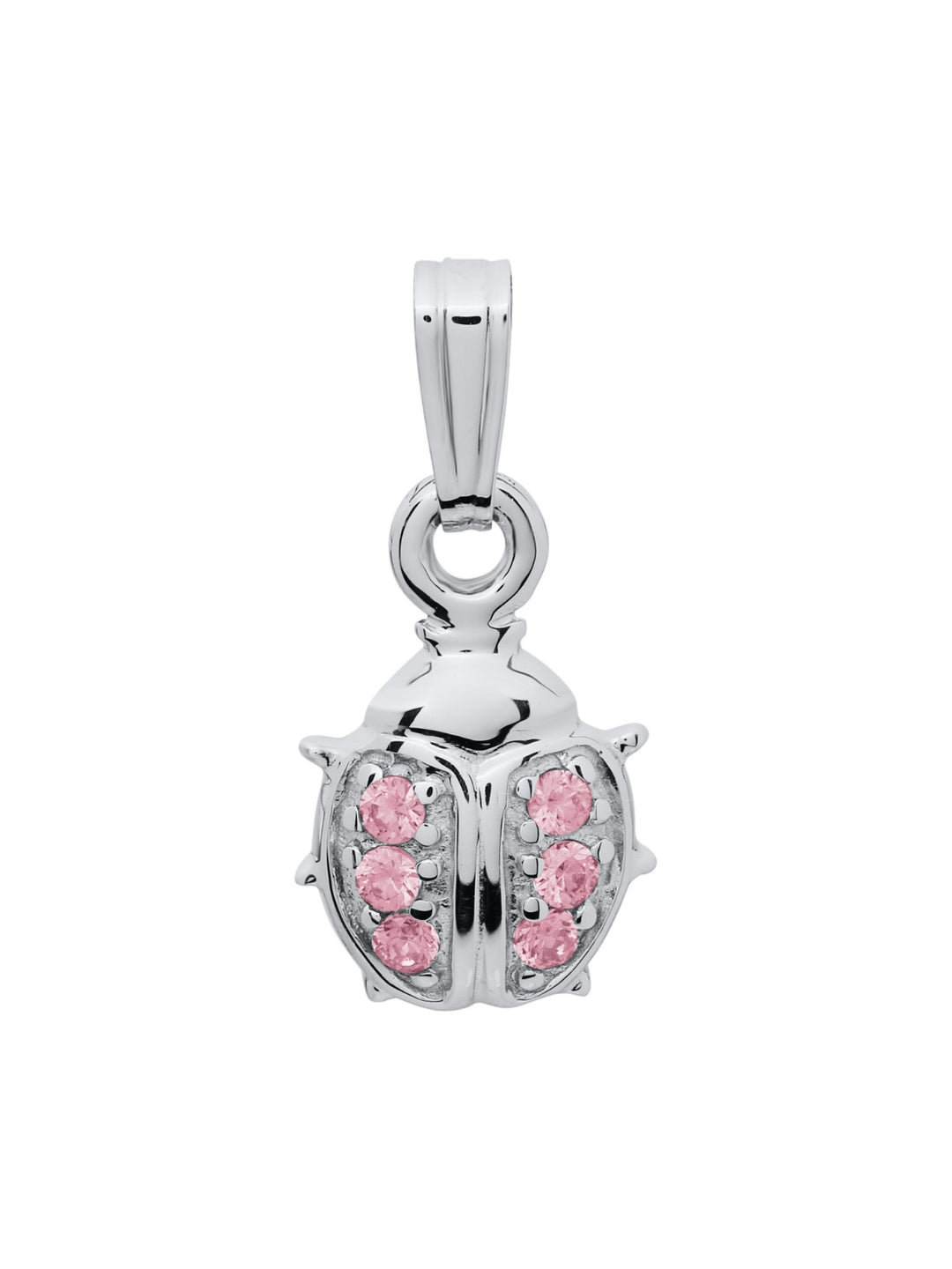 Sterling Silver Pink Ladybug Pendant Necklace