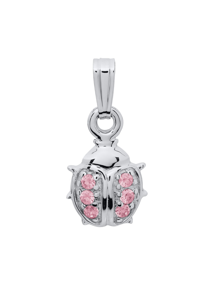 Sterling Silver Pink Ladybug Pendant Necklace