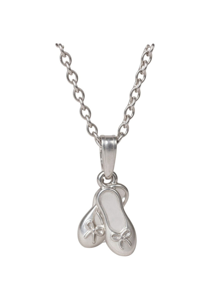 Sterling Silver Ballet Slippers Pendant Necklace