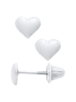 Sterling Silver Classic Heart Stud Earrings