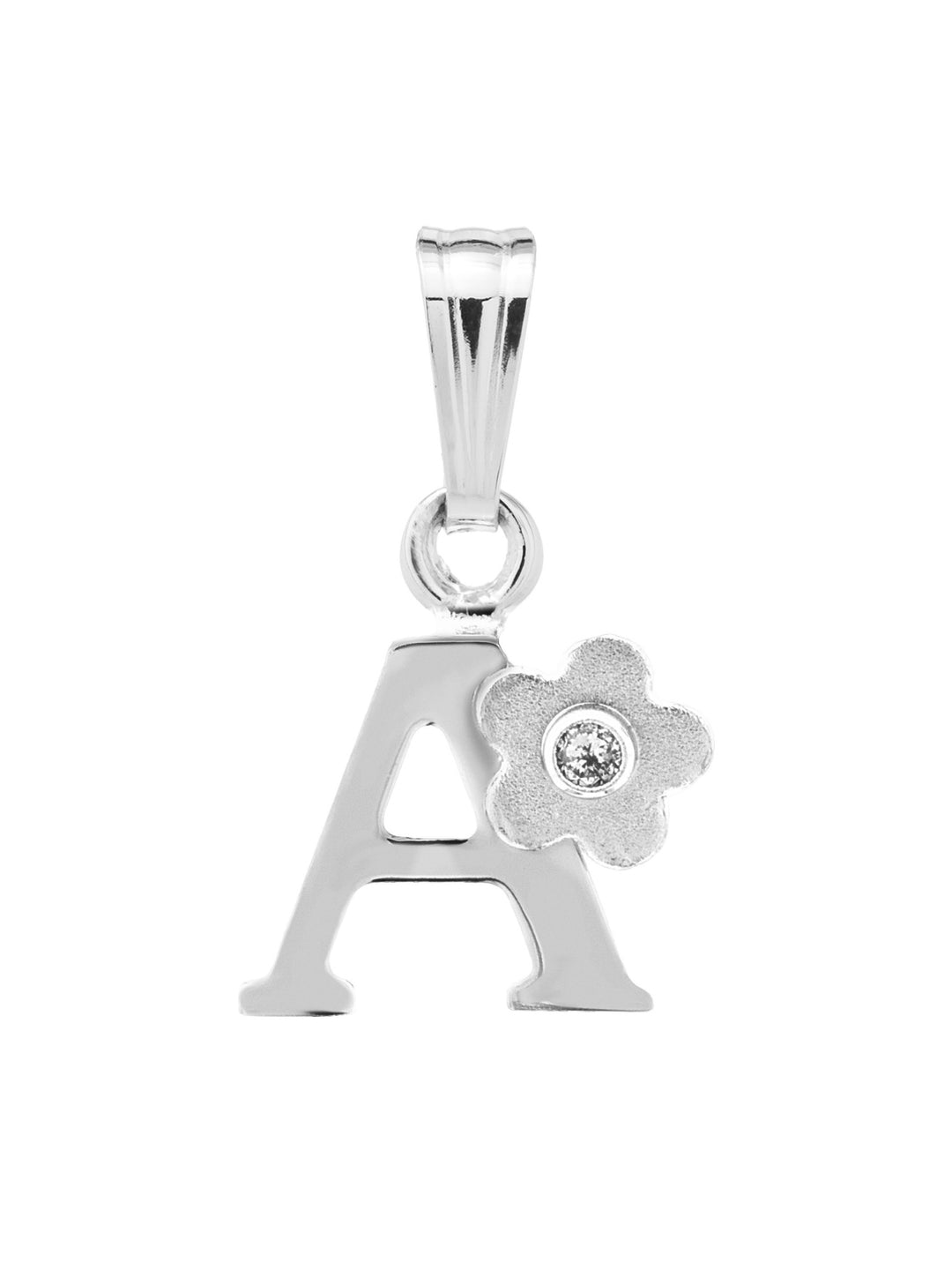 Sterling Silver Initial A Flower Pendant Necklace