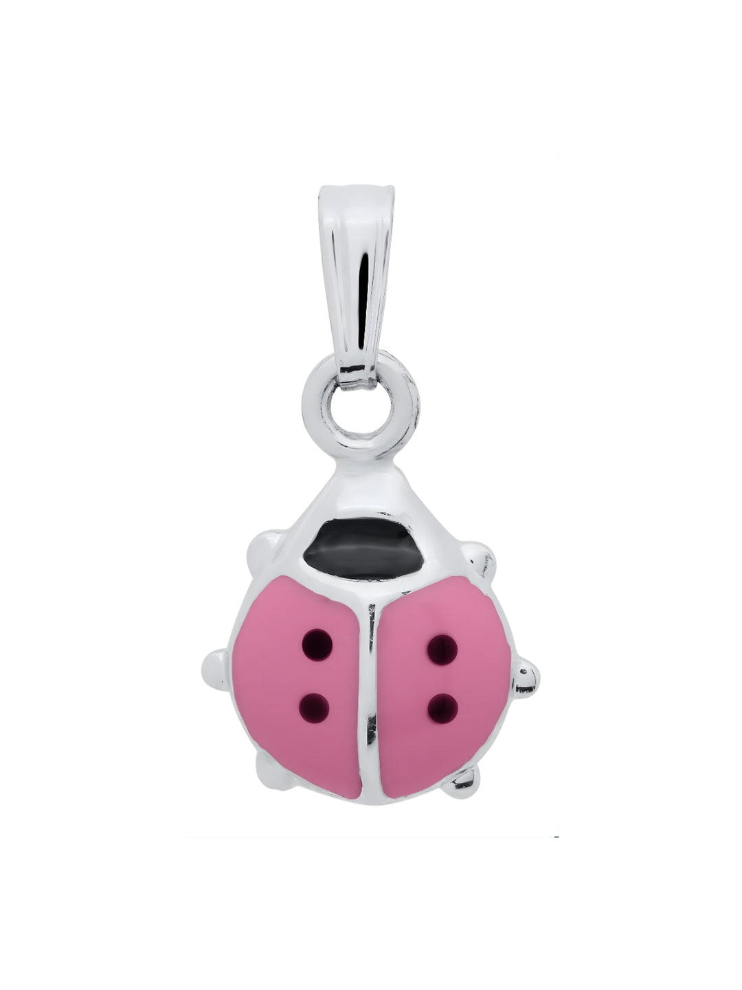 Sterling Silver Pink Ladybug Pendant Necklace