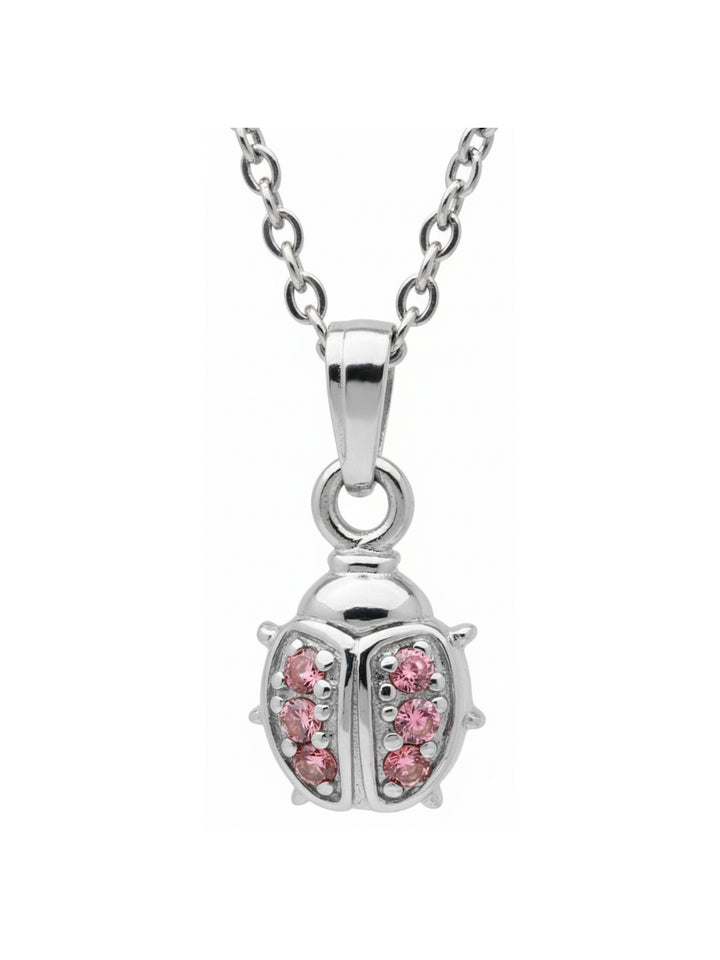 Sterling Silver Pink Ladybug Pendant Necklace