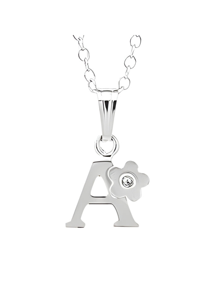Sterling Silver Initial A Flower Pendant Necklace