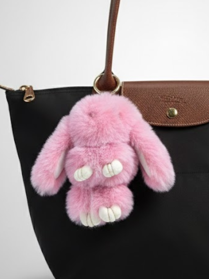 Pink Plush Bunny Easter Bag Charm Mia Belle Girls