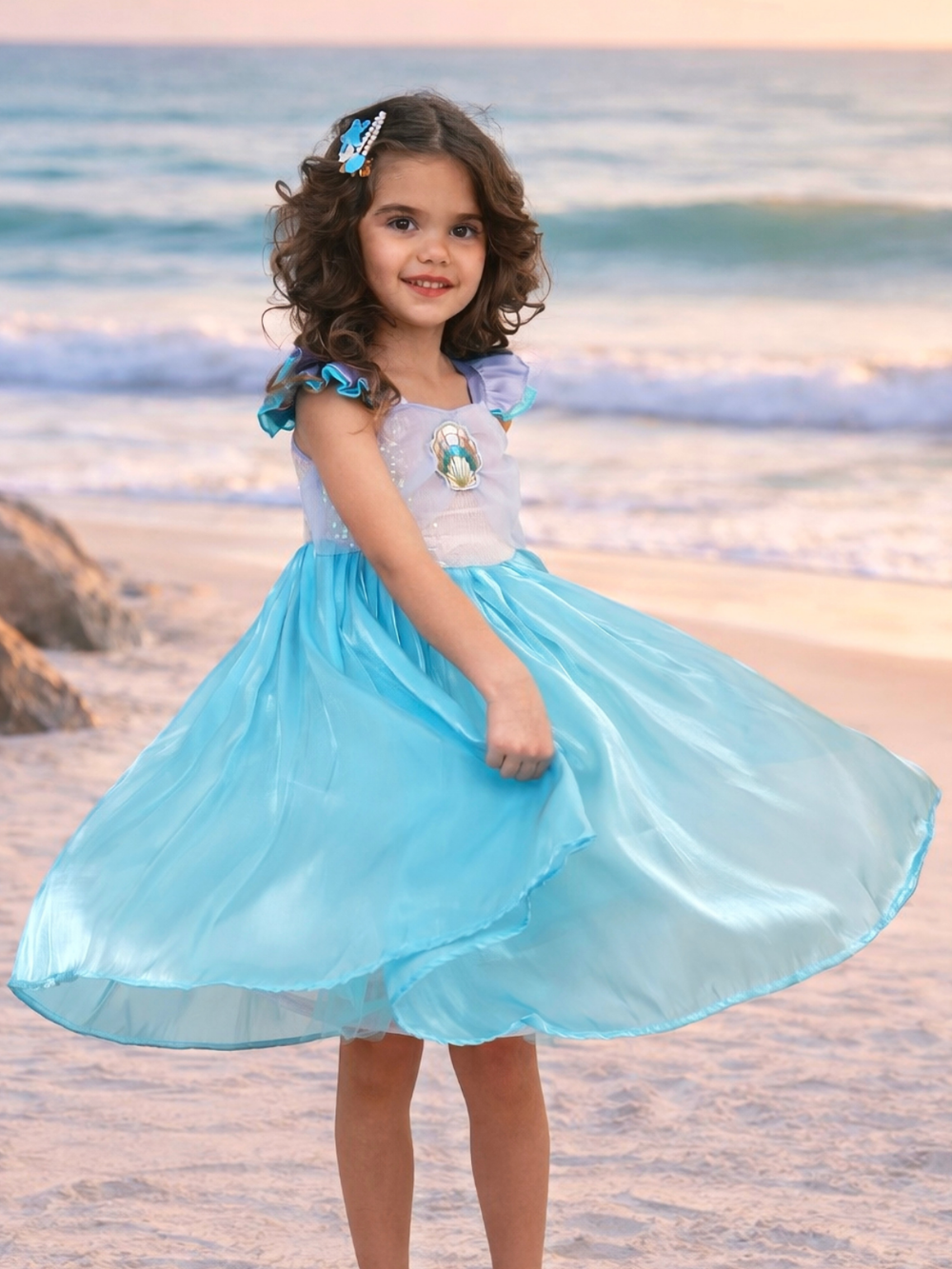 ocean blue twirl dress for girls summer events