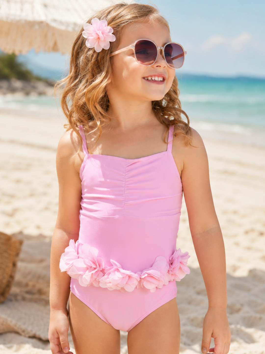 Pink Petal One-Piece Swimsuit Mia Belle Girls