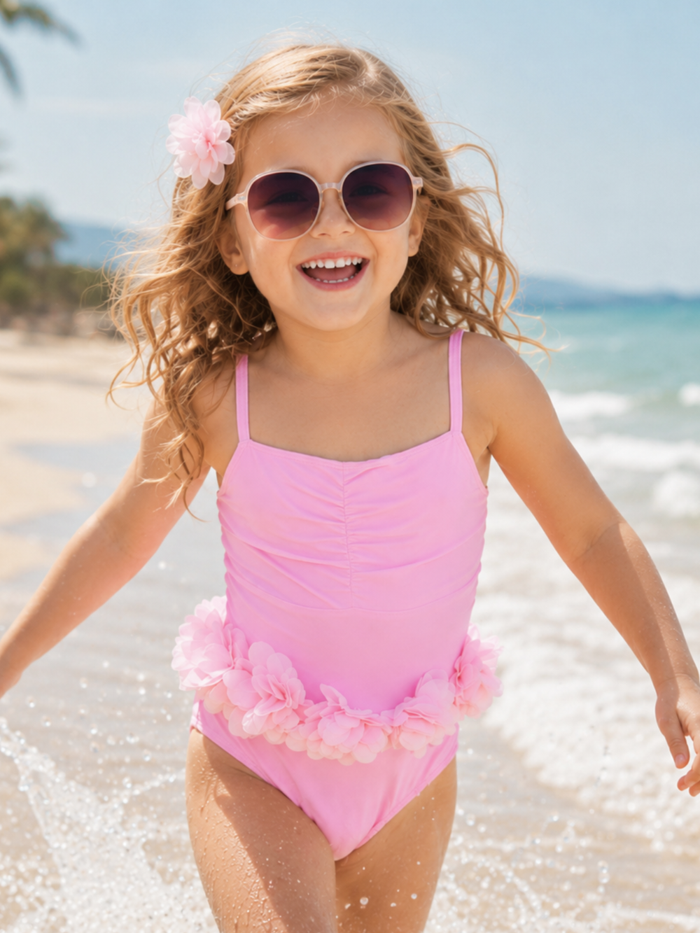 Pink Petal One-Piece Swimsuit Mia Belle Girls