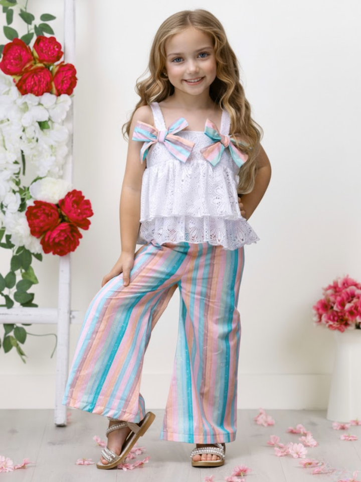 Coastal Boho Lace Top and Palazzo Pant Set