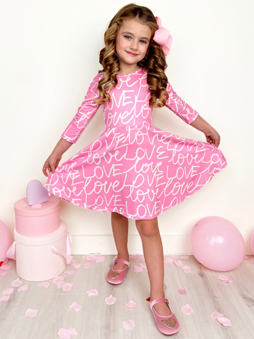 Love Letters Twirly Long Sleeve Skater Dress Mia Belle Girls Love Letters Twirly Long Sleeve Skater Dress Mia Belle Girls