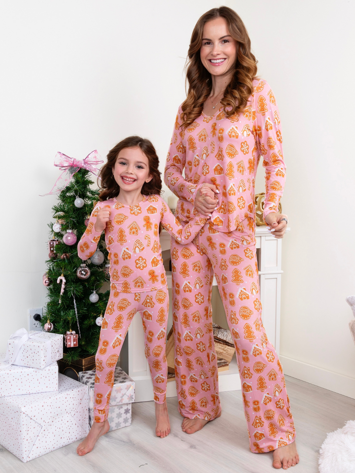Mommy and Me Sugar and Spice Pink Gingerbread Pajama Set