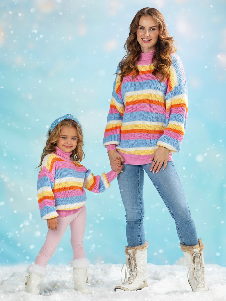 Snow Day Stripes Chunky Knit Oversized Sweater