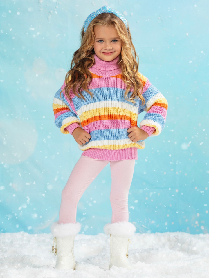 Snow Day Stripes Chunky Knit Oversized Sweater