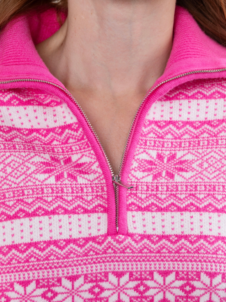 Mommy and Me Frosted Fair Isle Quarter-Zip Sweater
