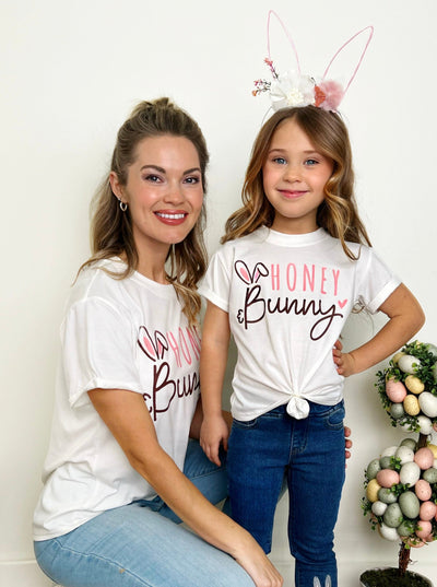 Mia Belle Girls Honey Bunny Knot Hem Top | Mommy And Me Easter Tops
