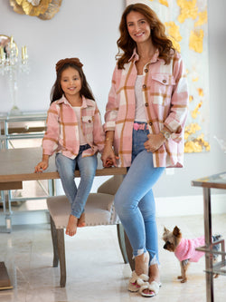 Mommy and Me Blushing Babes Pink Flannel Shirt
