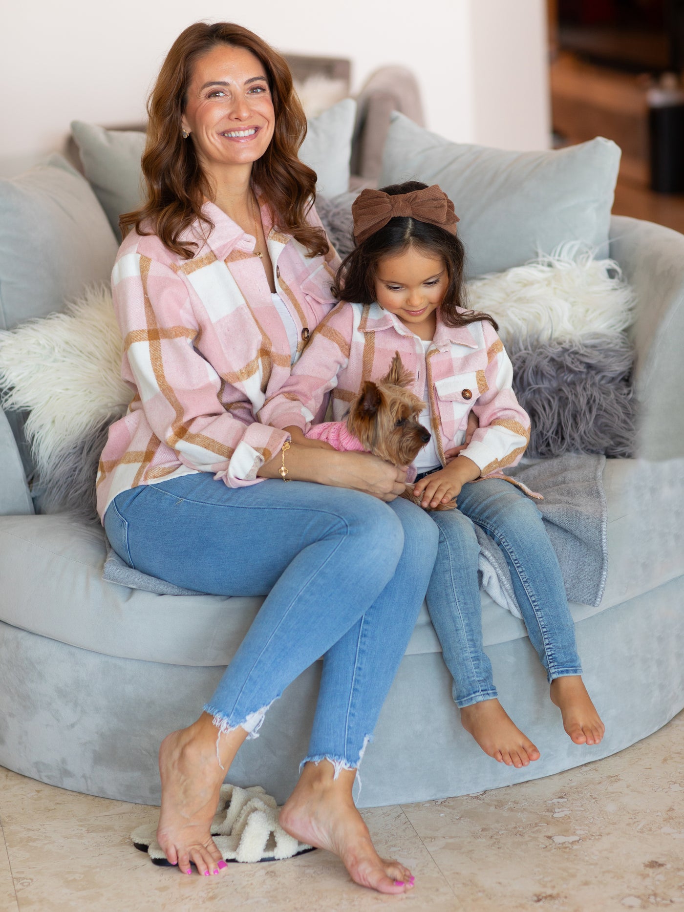 Mia Belle Girls | Matching Pink Flannel Shirts | Mommy & Me