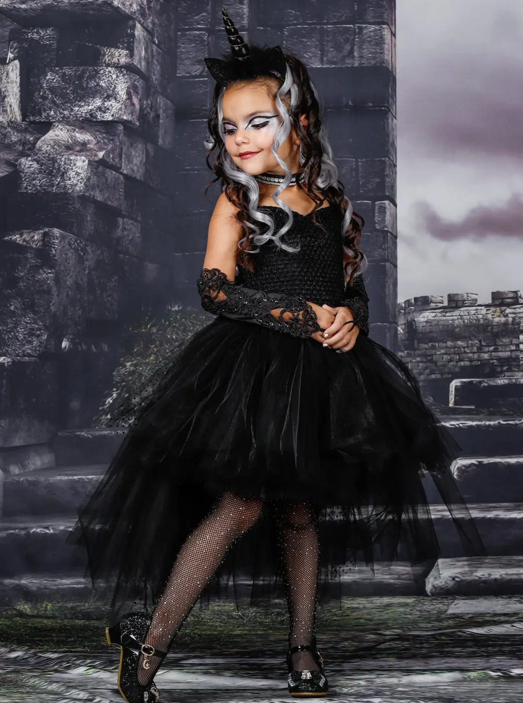 Girls Dark Black Unicorn Tutu Costume Dress Black / 2T Girls Dark Black Unicorn Tutu Costume Dress Black / 2T
