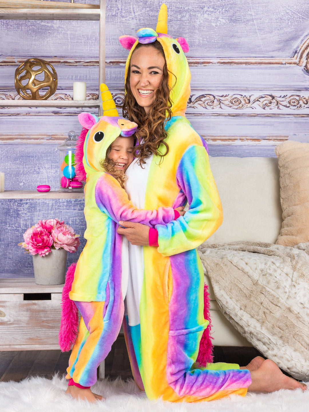 Fuzzy Unicorn Onesie Pajamas Cosplay Fluffy Unicorn Onesie Mommy