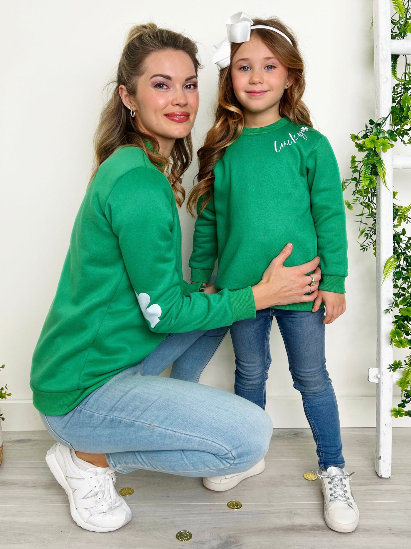 Mia Belle Girls Lucky You Green Pullover Sweater | Mommy And Me