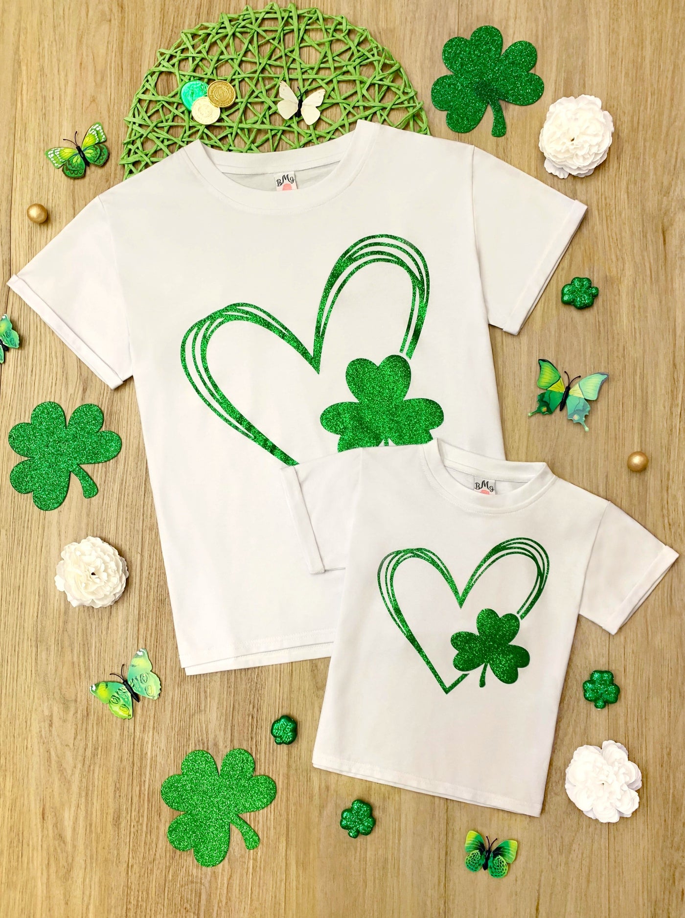 Mia Belle Girls St. Paddy's Day Heart Top | Mommy And Me