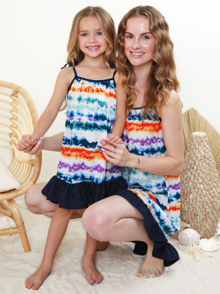 Mommy and Me Sunset Tie-Dye Ruffle Dress Mia Belle Girls