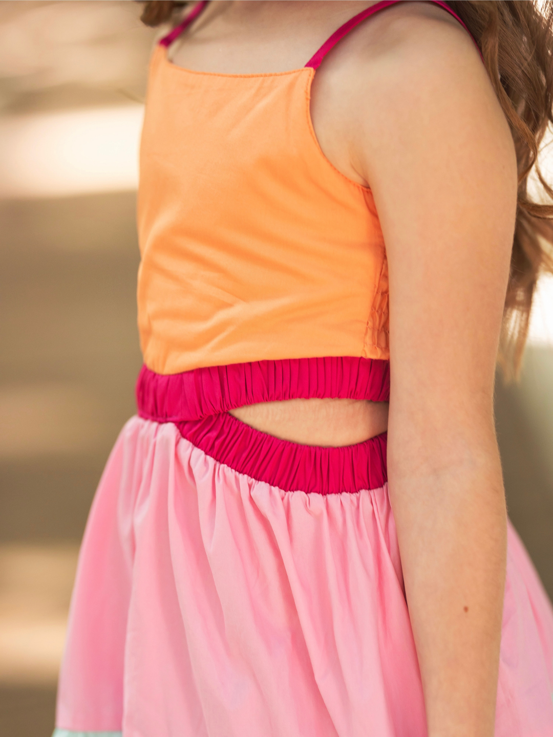 Sunset Sorbet Tiered Colorblock Dress