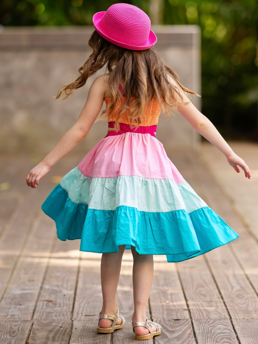 Sunset Sorbet Tiered Colorblock Dress