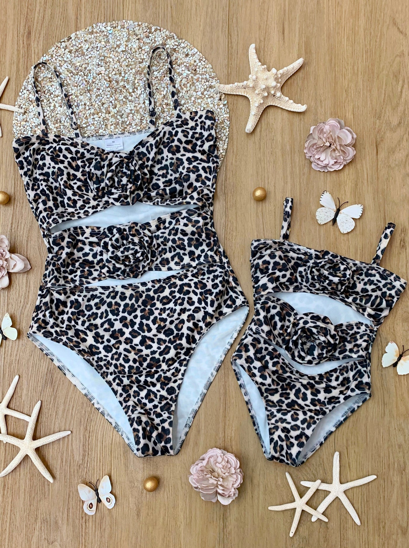 Mia Belle Girls Leopard Cutout One Piece Swimsuit | Mommy and Me