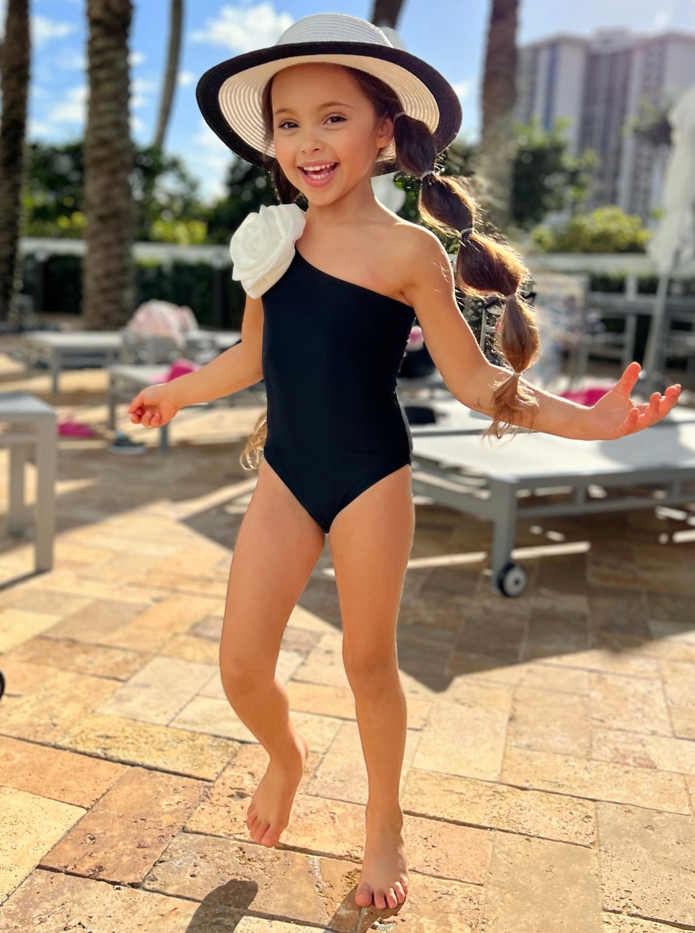 Mia Belle Girls Rose One Shoulder One Piece Swimsuit | Mommy and Me